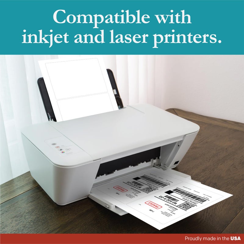 Premium Label Supply White Sticker Shipping Labels - 7 "" x 5 "" - Laser/Inkjet Compatible - (2 per Sheet), 100 Sheets - 200 Total Adhesive Labels - Image 5